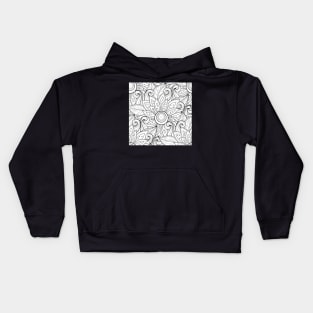 Non Colored Pattern with Floral Motifs Kids Hoodie
